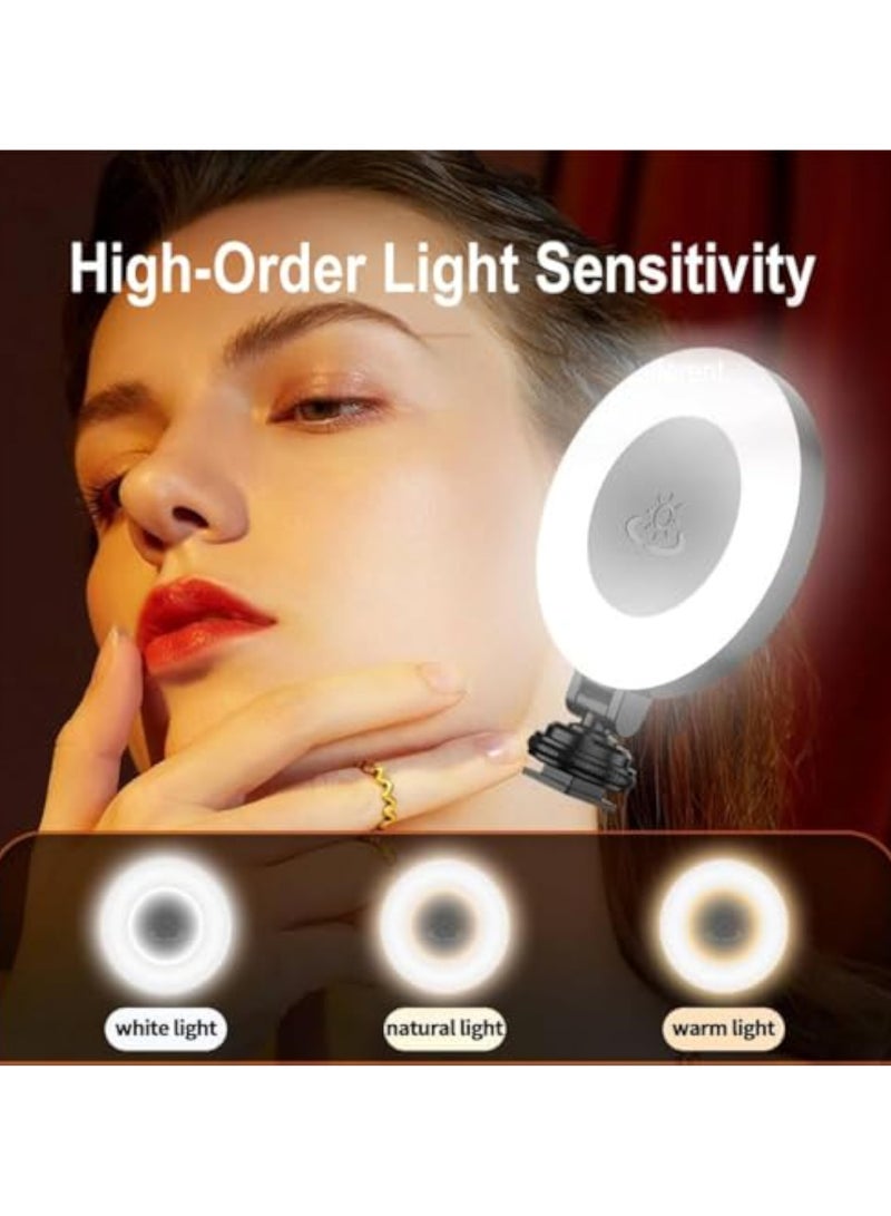 erorex Clip on Ring Light, LED Rechargeable Selfie Fill Light, Portable Selfie Ring Light with 3 Adjustable Light Modes, for Phone, iPad, Camera, Laptop, 360° Rotation Phone Light for Selfie, Makeup - Image 3