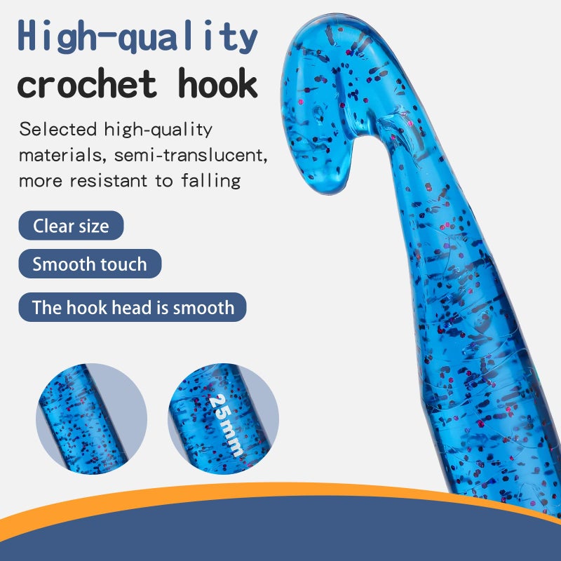 QMNNMA 25 mm Crochet Hook, Large Crochet Hooks for Chunky Yarn Ergonomic Knitting Needles Crochet Needle for Beginners and Crocheting Yarn (Blue) - Image 3