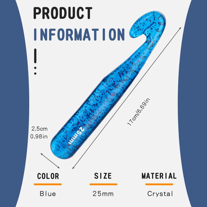 QMNNMA 25 mm Crochet Hook, Large Crochet Hooks for Chunky Yarn Ergonomic Knitting Needles Crochet Needle for Beginners and Crocheting Yarn (Blue) - Image 2