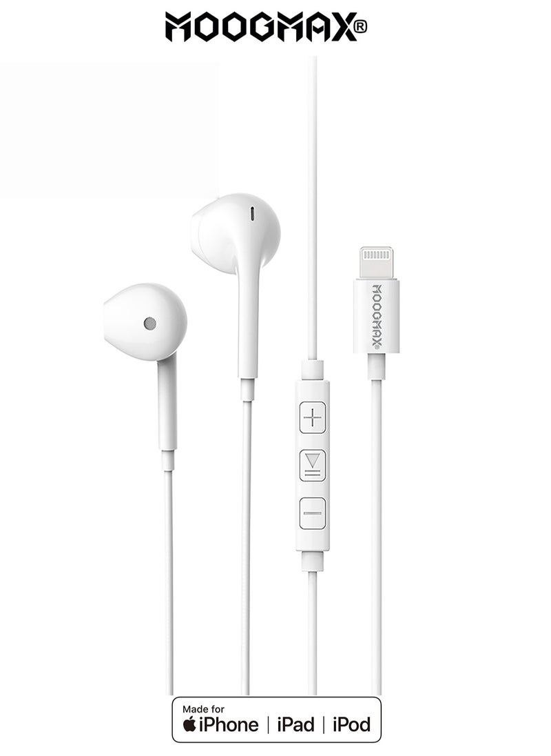 MOOGMAX - earphones for iPhone, certified earphones 1.2M with high quality microphone and iPhone connector (Lightning) suitable for iPhone (14/14Pro/14 Plus /14 Pro Max/13/13Pro/13Pro Max/12/12Pro/12pro Max/11/11Pro/11Pro Max) - Image 1