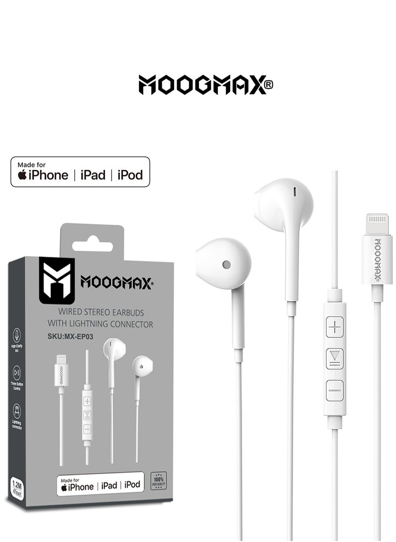 MOOGMAX - earphones for iPhone, certified earphones 1.2M with high quality microphone and iPhone connector (Lightning) suitable for iPhone (14/14Pro/14 Plus /14 Pro Max/13/13Pro/13Pro Max/12/12Pro/12pro Max/11/11Pro/11Pro Max) - Image 1
