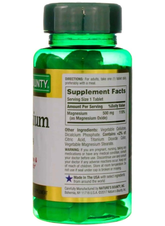 NATURE'S BOUNTY - Magnesium 500Mg - 100 Tablets - Image 1