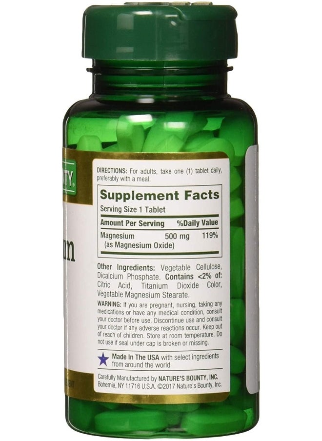 NATURE'S BOUNTY - Magnesium 500Mg - 100 Tablets - Image 1