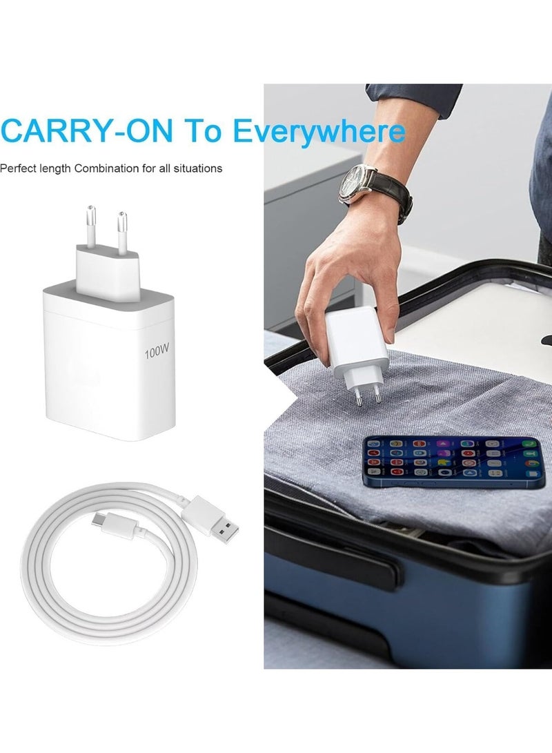 شاحن فائق السرعة بقوة 100 واط مع كابل محول USB-A إلى Type-C بطول 1 متر - Image 4