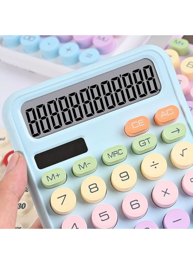 Cute Pastel Colored Desktop Electronic Calculator - Trendy 12-Digit Large LCD Display Office Calculator with Dual Power (Solar and Battery) for School, Office, and Retail Shops - Image 3