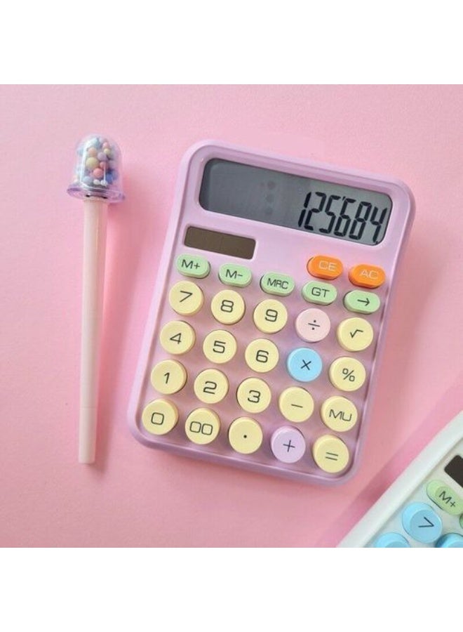 Cute Pastel Colored Desktop Electronic Calculator - Trendy 12-Digit Large LCD Display Office Calculator with Dual Power (Solar and Battery) for School, Office, and Retail Shops - Image 2