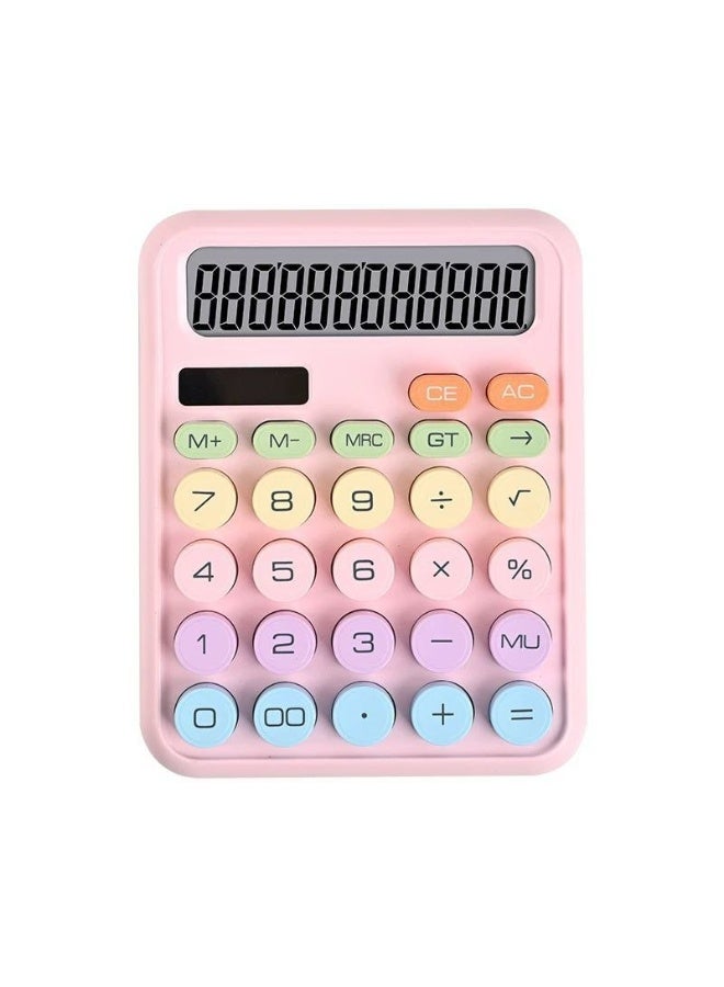 Cute Pastel Colored Desktop Electronic Calculator - Trendy 12-Digit Large LCD Display Office Calculator with Dual Power (Solar and Battery) for School, Office, and Retail Shops - Image 1