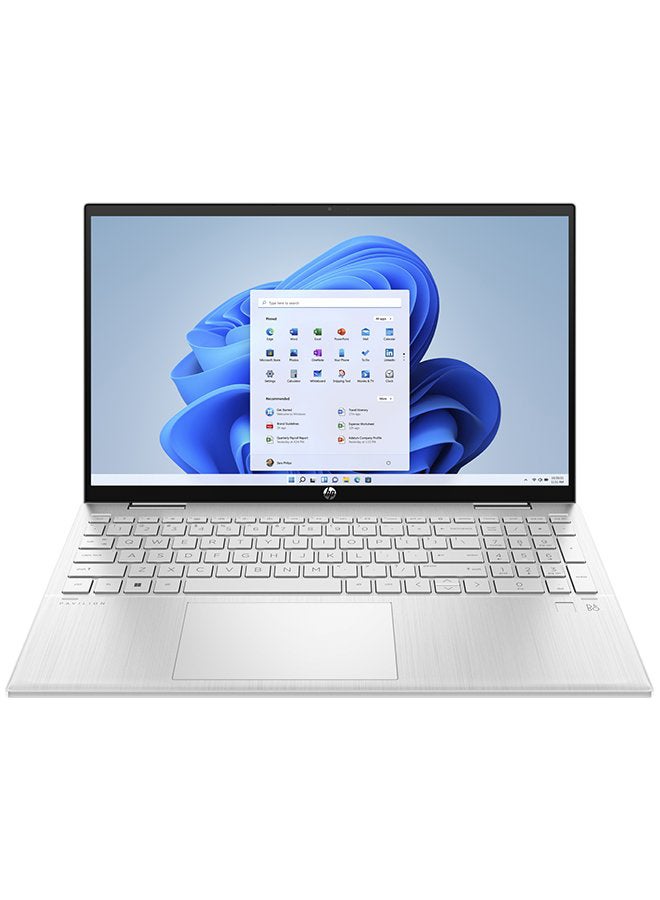 HP #اثنان في واحد لابتوب بافيليون x360 قابل للتحويل بشاشة مقاس 15.6 بوصة، ومعالج كور i7/ وذاكرة رام سعة 16 جيجابايت/ ومحرك أقراص SSD سعة 512 جيجابايت/ وبطاقة رسوميات إنتل أيريس Xe/ ونظام تشغيل ويندوز 11 هوم اللغة الإنجليزية فضي - Image 2