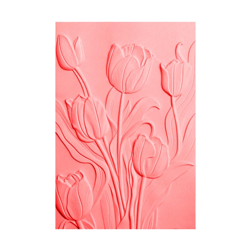 CYFUN DESIGN Tulip 3D Embossing Folder for Card Making DIY Scrapbooking Blossom Tulip Flower Clear Plastic Texture Fades Embossing Folder Template for Scrapbooking Paper Crafts Arts Supplies Handmade Crafts - Image 1