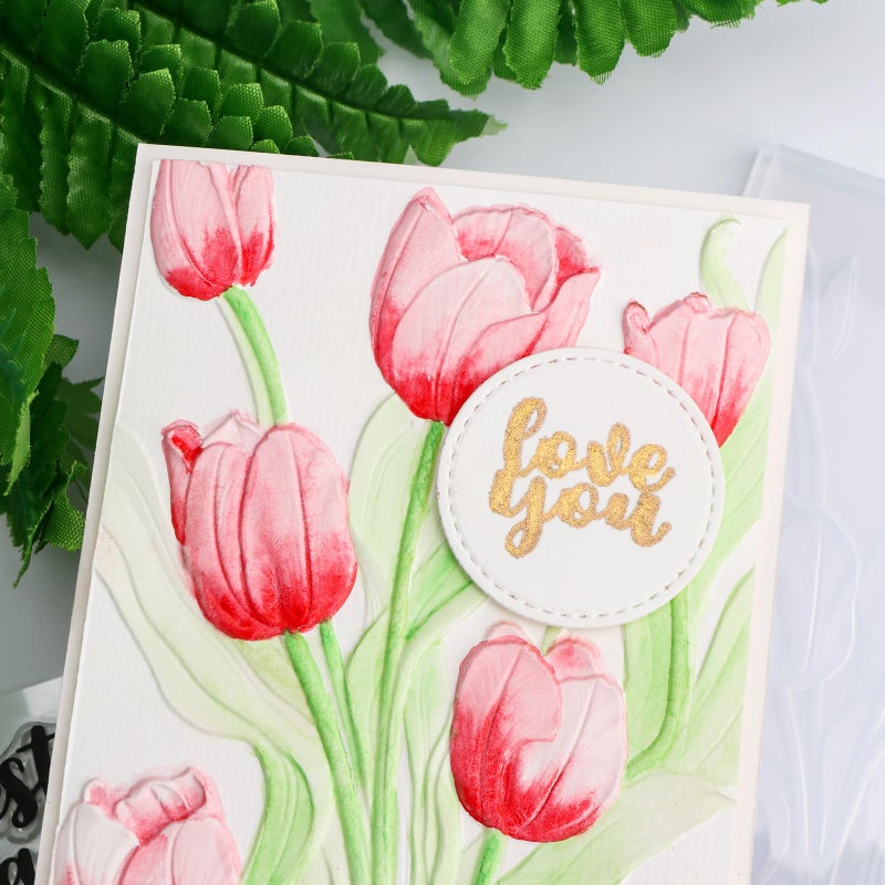 CYFUN DESIGN Tulip 3D Embossing Folder for Card Making DIY Scrapbooking Blossom Tulip Flower Clear Plastic Texture Fades Embossing Folder Template for Scrapbooking Paper Crafts Arts Supplies Handmade Crafts - Image 5