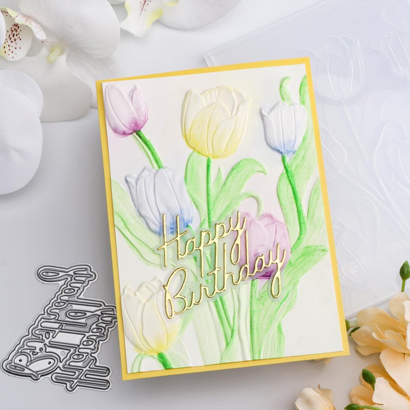 CYFUN DESIGN Tulip 3D Embossing Folder for Card Making DIY Scrapbooking Blossom Tulip Flower Clear Plastic Texture Fades Embossing Folder Template for Scrapbooking Paper Crafts Arts Supplies Handmade Crafts - Image 4