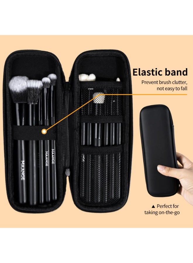 مانجي مجموعة فرش مكياج من مانج، مكونة من 11 قطع، مصنوعة من مواد صناعية فاخرة، لمستحضرات التجميل، مثل الكونسيلر، وبودرة الوجه، وأحمر الخدود، وظلال العيون، مع حقيبة مستحضرات تجميل. (أسود) - Image 4