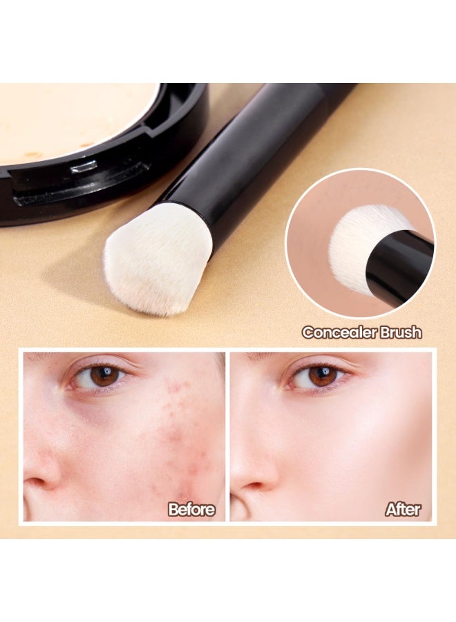 مانجي مجموعة فرش مكياج من مانج، مكونة من 11 قطع، مصنوعة من مواد صناعية فاخرة، لمستحضرات التجميل، مثل الكونسيلر، وبودرة الوجه، وأحمر الخدود، وظلال العيون، مع حقيبة مستحضرات تجميل. (أسود) - Image 3