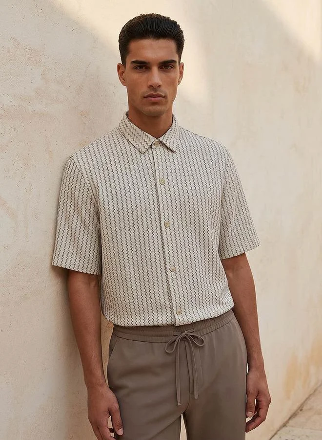 Smart Regular Fit Chevron Jacquard Shirt