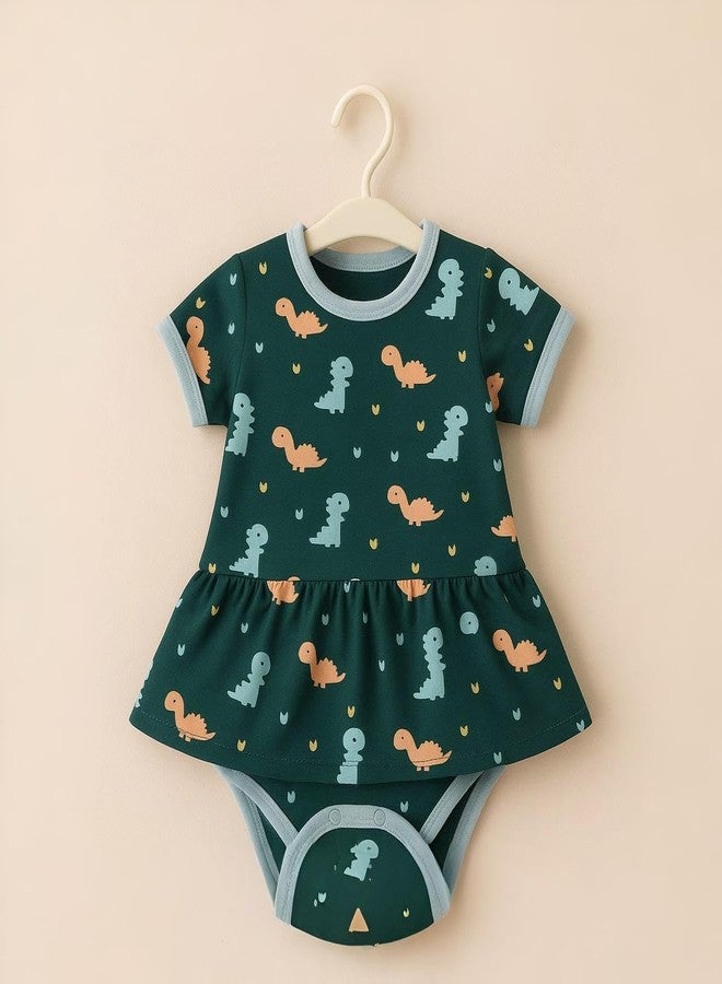 Adhigams Premium Newborn Baby Girls Cotton Romper Set Soft Breathable Lightweight Baby Wear Skin Friendly Fabric Comfortable Fit Designed for Easy Movement Pack of 3 (6-9 Month) - Image 3