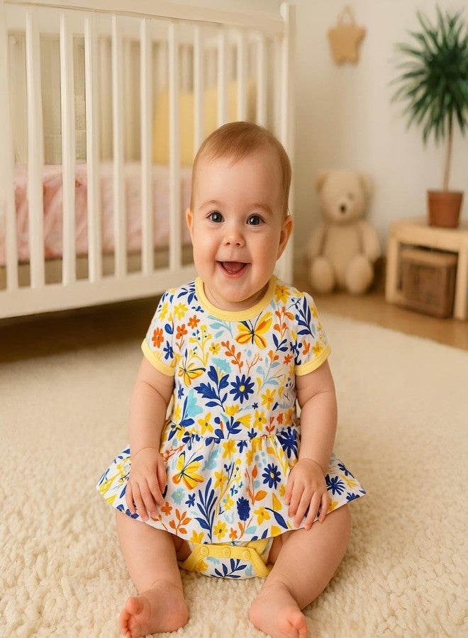 Adhigams Premium Newborn Baby Girls Cotton Romper Set Soft Breathable Lightweight Baby Wear Skin Friendly Fabric Comfortable Fit Designed for Easy Movement Pack of 3 (6-9 Month) - Image 2