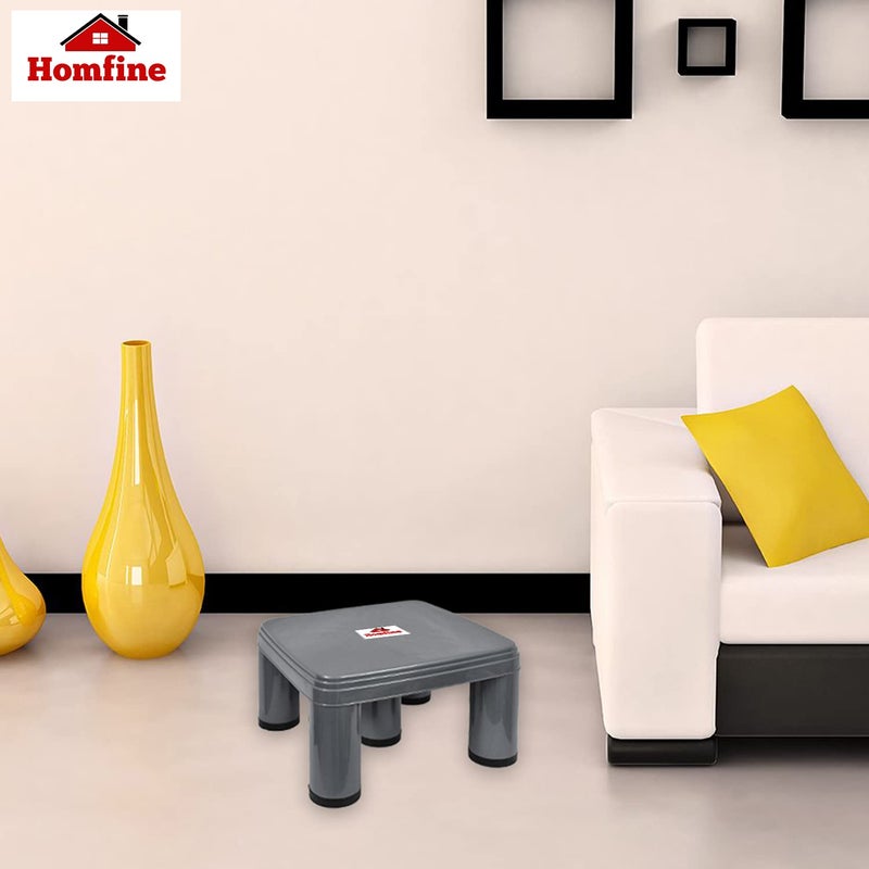 Homfine كرسي استحمام هومفاين 5 أرجل بلاستيكي قوي للاستخدام المتعدد في الحمام، المنزل، المطبخ، المكتب (34x34x21 سم، مربع، 1 قطعة) (رمادي) - Image 2