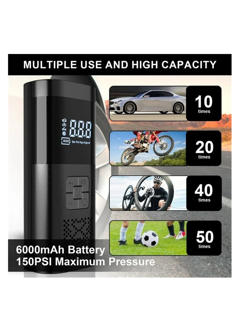 Tire Inflator Portable Air Compressor, Cordless Air Pump for Car Tires, Electric Inflator with 150PSI Digital Pressure Gauge,LED Light, Auto shut-off, 6000mAh Battery for Car Bike Ball Motorcycle - pzsku/ZE422C228C955EE702034Z/45/_/1725619166/58642a94-fc5a-40ce-80fd-5624ab4a7e3f