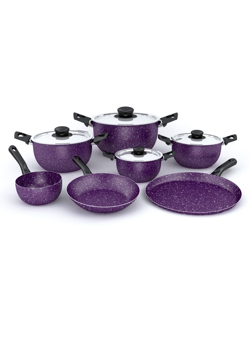 LAZORD Granite Cookware Set - 11 Pieces - Purple  - Image 1