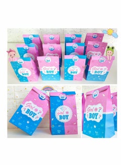 KASTWAVE Party Favor Bags, Gender Reveal Themed Gifts Bag, Decorations Goody Treat with Pink and Blue Stickers for Boy or Girl Baby Shower Favors Supplies SET of 20  - Image 3