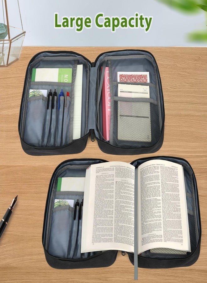CDBXPRG حقيبة حمل الكتاب المقدس من CDBXPRG للنساء، حقيبة تنظيمية واقية للكنيسة مع جيوب ومقابض، هدية مسيحية للبنات والأولاد والرجال، لون رمادي - Image 4