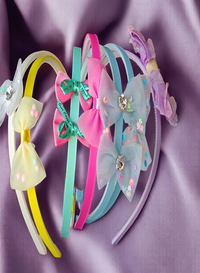 NEOBABY Shiny Bow Hairband for Girls - Stylish Plastic Headband with Bow Knot & Inner Teeth | Chic Hair Accessory for Women & Kids (Pack of 4) - Image 2