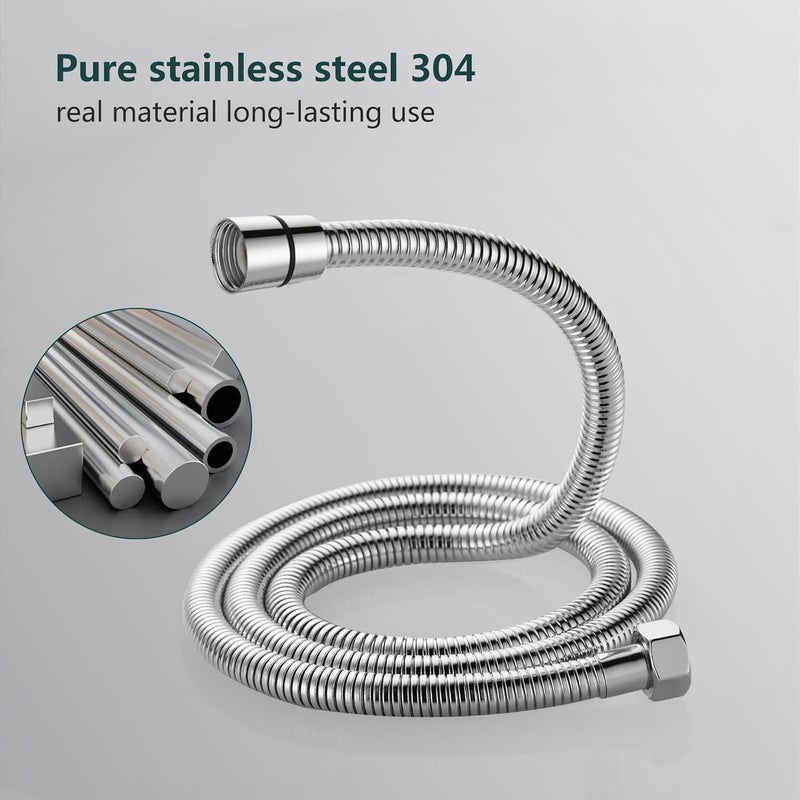 BRIMIX Stainless Steel Flexible Shower Hose Replacement for Hand Showerhead Leak-Proof Rust Resistant Shower Pipe Chrome 1.5M - Image 2