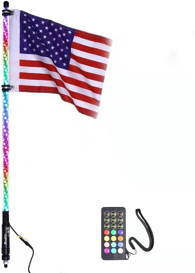Beatto 5FT RGB LED Whips Light with Remote Control - Image 1
