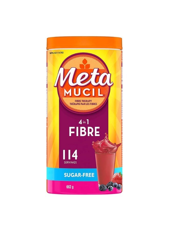 Metamucil, Daily Psyllium Husk Powder Supplement, Sugar-Free, 4-in-1 Fibre for Digestive Health, Berry Smooth Flavored Drink, 114 Servings - Image 1