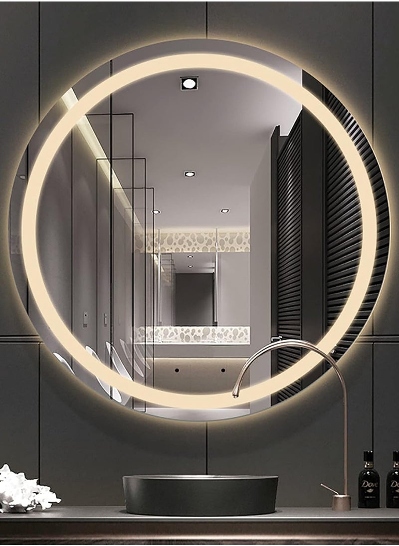 Taimi Modern LED Round Bathroom Vanity Mirror, Color Temperature Adjustable, Easy to Install, Wall Mounted Makeup Mirror with Smart Touch Button And Black Frame Size 80x80CM  - Image 2