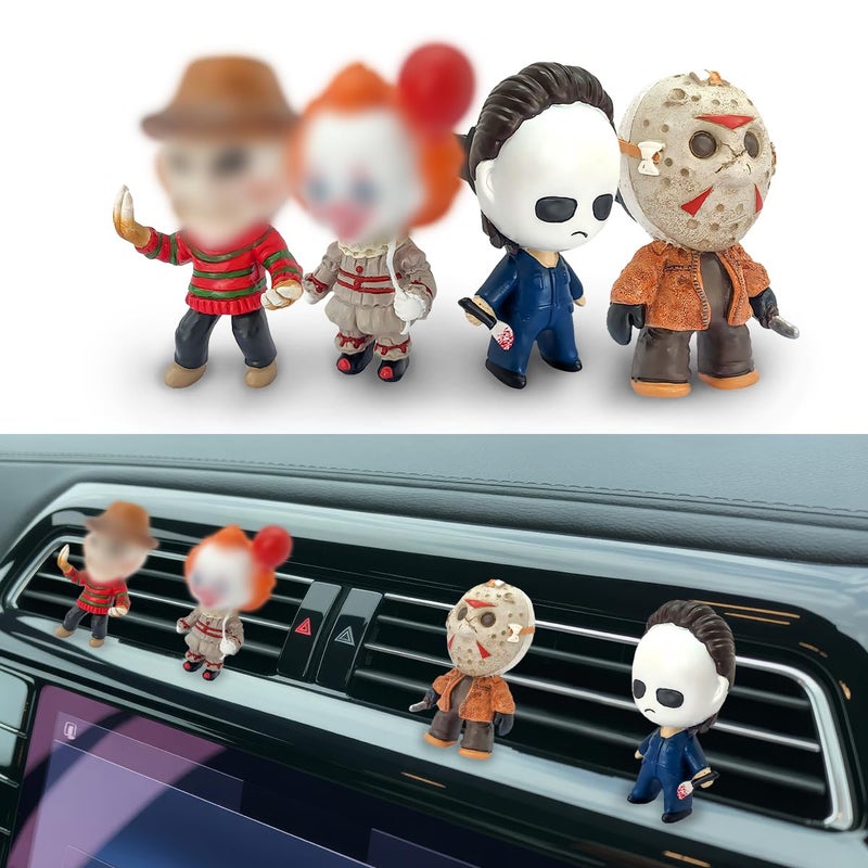 GENANY 3D Resin Horror Movie Character Car Air Freshener, Spooky Air Freshener Vent Clips, Horror-themed Car Accessories, Funny Gifts for Women Men Horror Fans, Scary Decorations - Image 1