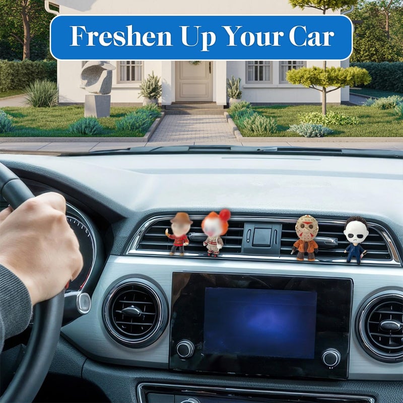 GENANY 3D Resin Horror Movie Character Car Air Freshener, Spooky Air Freshener Vent Clips, Horror-themed Car Accessories, Funny Gifts for Women Men Horror Fans, Scary Decorations - Image 3