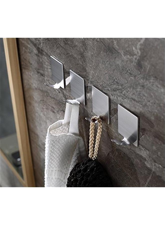 Adhesive Hooks Wall Hooks Hangers Waterproof Stainless Steel Stick on Hooks for Hanging Robe Towel Coat Kitchen Utensils Keys Bags-Home Kitchen Bathroom-8 Packs  - Image 5