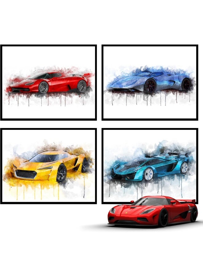 Insire Car Posters for Boys Room - Set of 4 (8x10") - Image 1