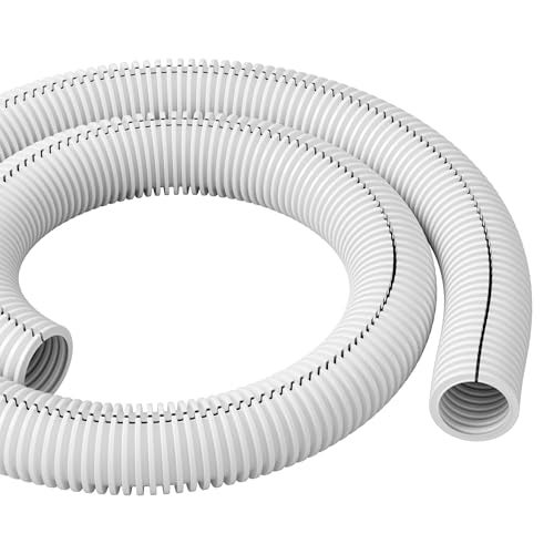 D-Line White 43in Cable Sleeve, Flexible Wire Protector Tubing, Split Electrical Conduit, Plastic PC Cable Management Tube, Cord Sheath, TV Loom Tubing - 1.26in Diameter, 43-inch Length - Image 1