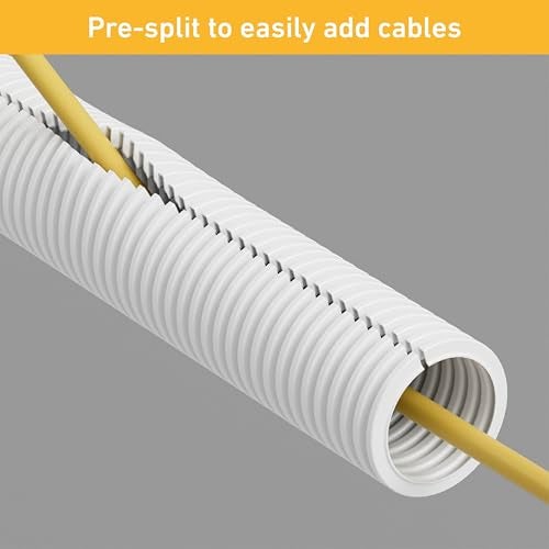 D-Line White 43in Cable Sleeve, Flexible Wire Protector Tubing, Split Electrical Conduit, Plastic PC Cable Management Tube, Cord Sheath, TV Loom Tubing - 1.26in Diameter, 43-inch Length - Image 3