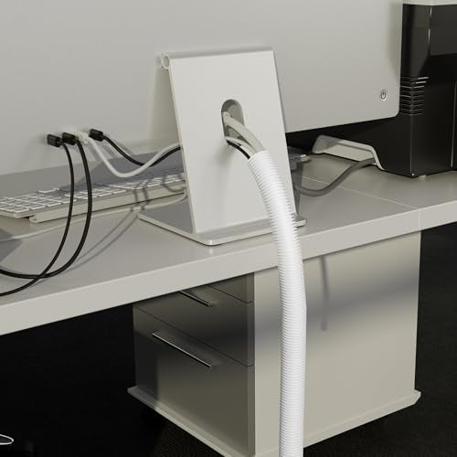 D-Line White 43in Cable Sleeve, Flexible Wire Protector Tubing, Split Electrical Conduit, Plastic PC Cable Management Tube, Cord Sheath, TV Loom Tubing - 1.26in Diameter, 43-inch Length - Image 2