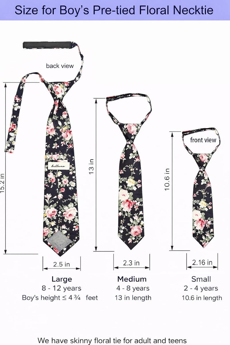 BELLUNO Boys' Floral Ties, Hook and Loop Pre-tied Flower Ties for Little Kids and Pre-teens - Image 4