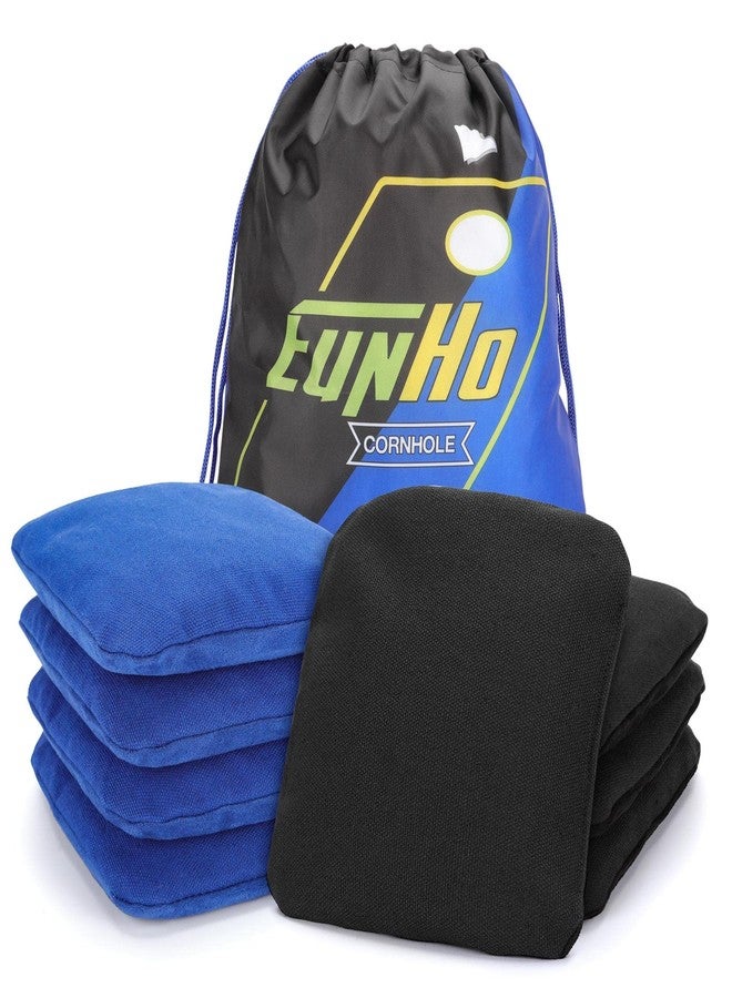 EunHo Regulation Cornhole Bags Set of 8 - Dual Sided Slick and Stick Cornhole Bean Bags for Tossing Game Professional All Weather Pro Corn Hole Bags with Tote Bag (Blue/Black) - Image 1