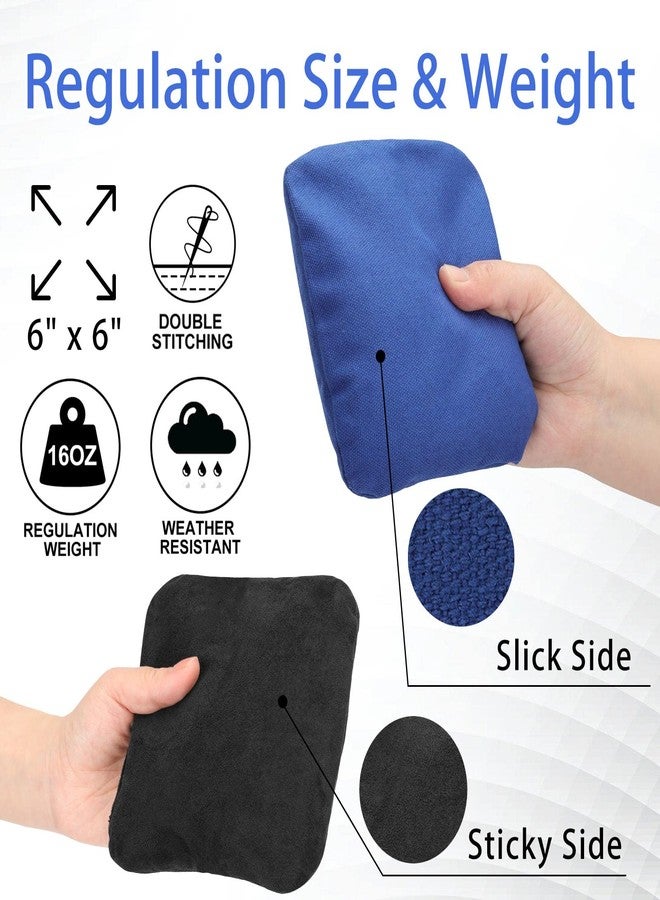 EunHo Regulation Cornhole Bags Set of 8 - Dual Sided Slick and Stick Cornhole Bean Bags for Tossing Game Professional All Weather Pro Corn Hole Bags with Tote Bag (Blue/Black) - Image 2