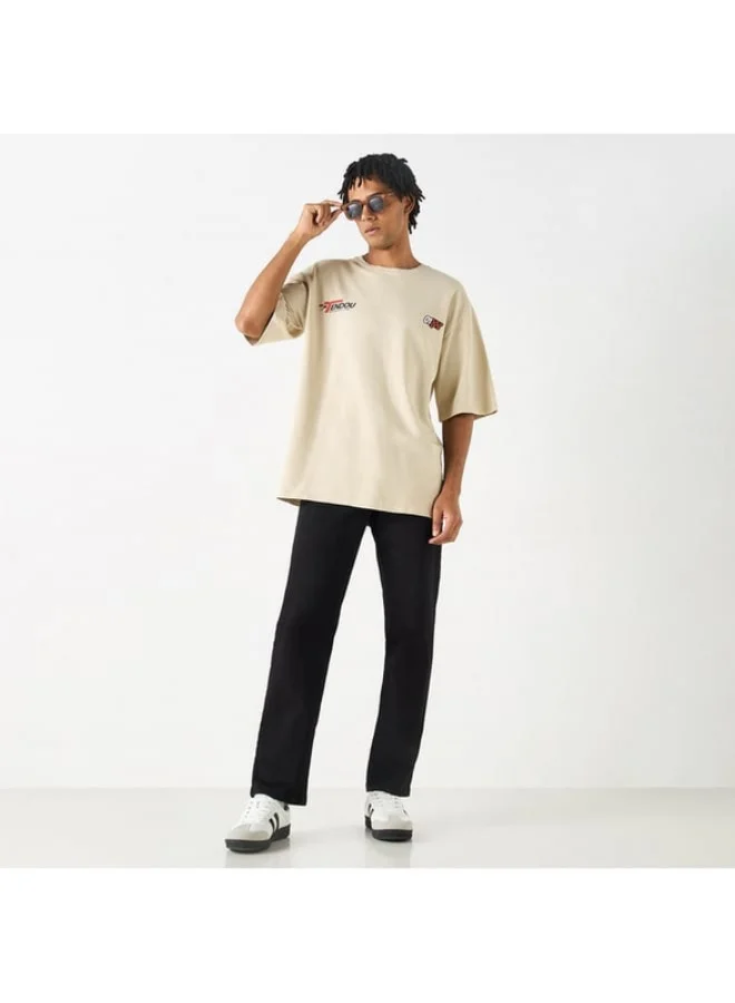 SP Characters Printed Crew Neck T-shirt with Short Sleeves