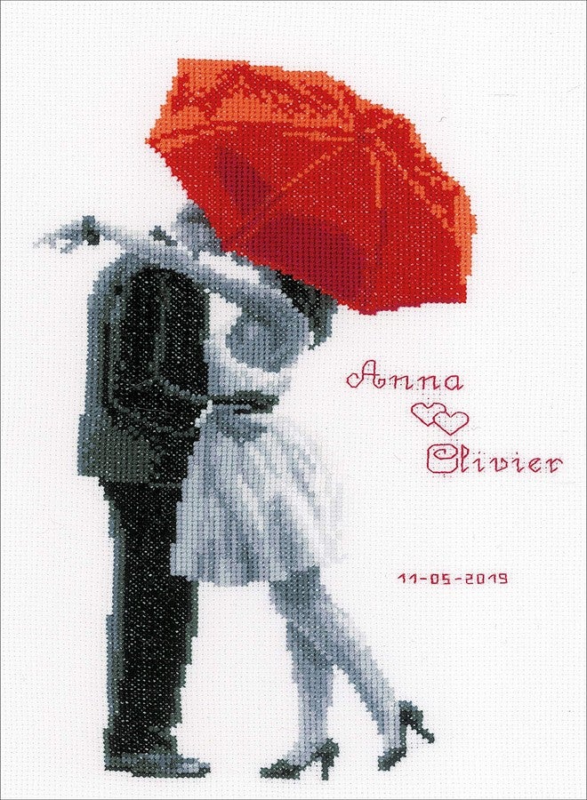 Vervaco Counted Cross Stitch Kit Under My Red Umbrella 8" x 12.4"