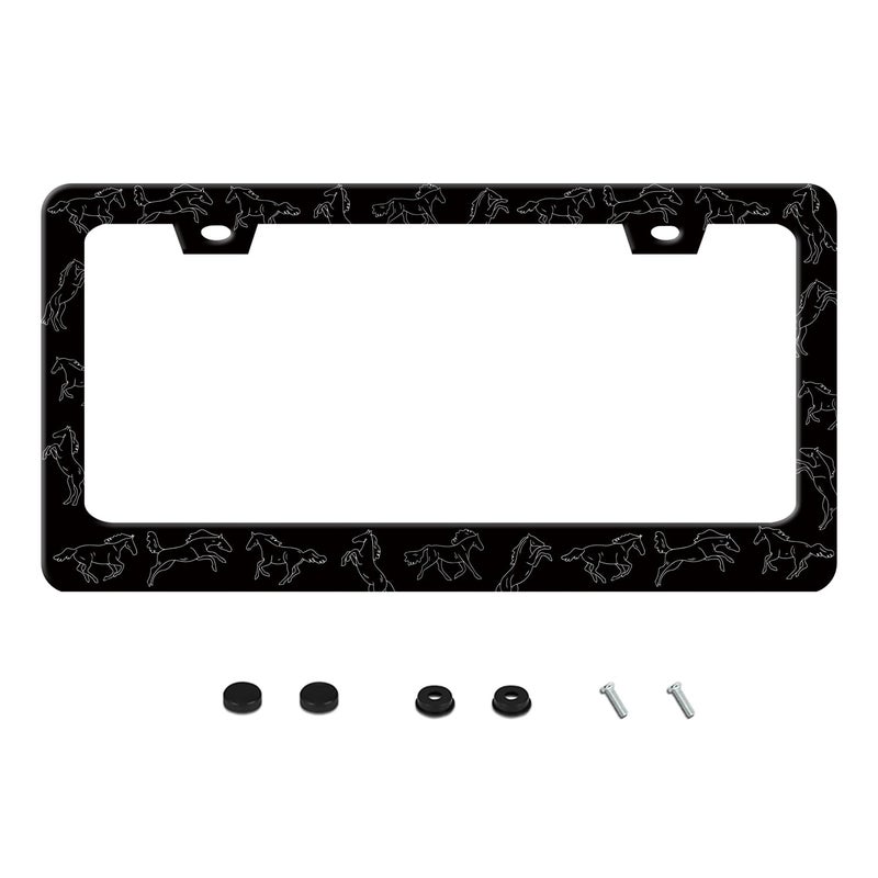 UNINDREM Horse License Plate Frame Funny Stainless Steel Animal Jumping Action License Plate Frames Auto Parts Decoration with Screws License Plate Holder for Men Women 12x6 Inch - Image 3