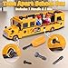 Crelloci Take Apart School Bus Toy Large DIY Assembly Vehicle with Screwdriver Handle 3 Bits Lights Sounds Inertia Powered Openable Doors Includes 2 Student Figures Gift for Kids Ages 3 - Image 4