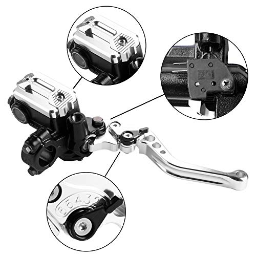 MRELC Universal Motorcycle 7/8" 22mm Handlebar Brake Master Cylinder Clutch Lever CNC Left & Right Set Compatible with Harley Honda Kawasaki Suzuki Yamaha（ Piston Diameter 12.7mm(Silver) - Image 2