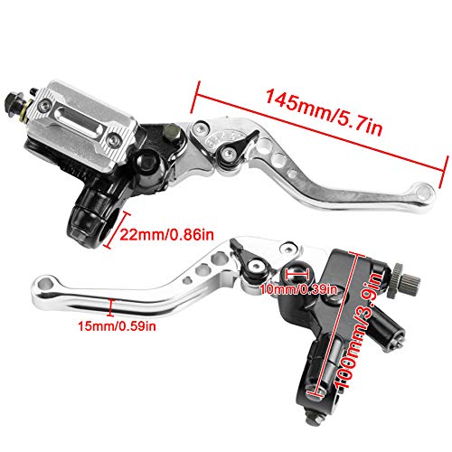 MRELC Universal Motorcycle 7/8" 22mm Handlebar Brake Master Cylinder Clutch Lever CNC Left & Right Set Compatible with Harley Honda Kawasaki Suzuki Yamaha（ Piston Diameter 12.7mm(Silver) - Image 4