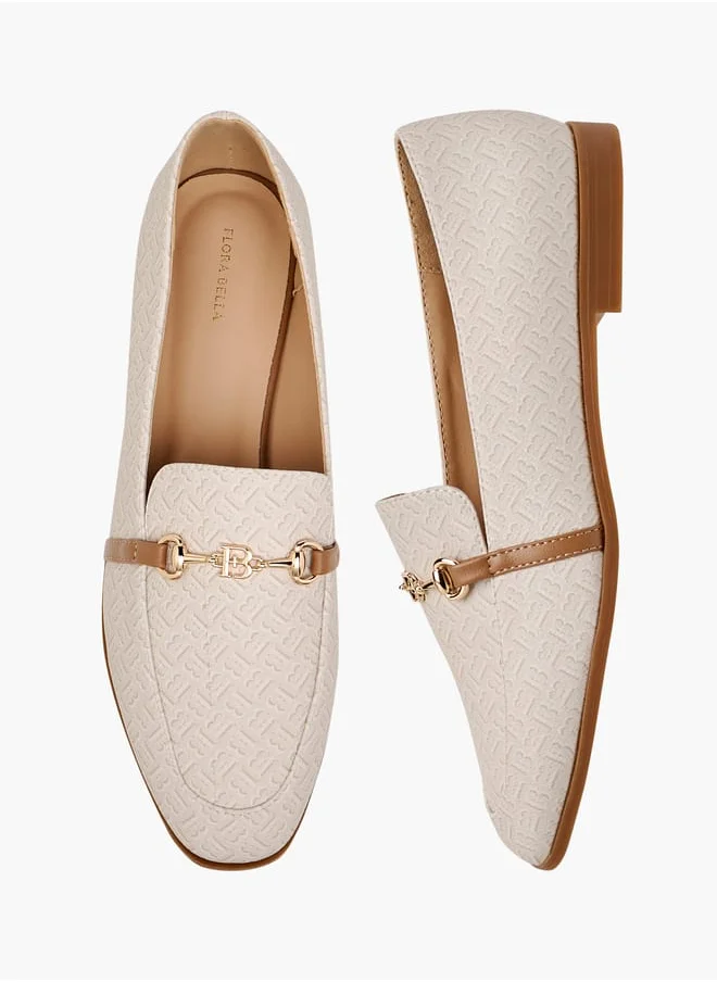 فلورا بيلا من شو إكسبرس Women Monogram Print Loafers with Metallic Detail