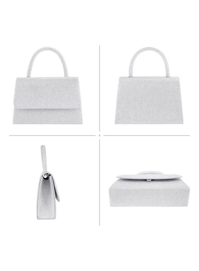 Larcenciel Larcenciel Women's Evening Handbags, Glitter Top Handle Evening Purse w/Chain, Silver Ladies Sequins Shoulder Crossbody Bag, Chic Guest Clutch for Party Prom Wedding Cocktail Club Dating,7.9x2.2x5.3in - Image 4