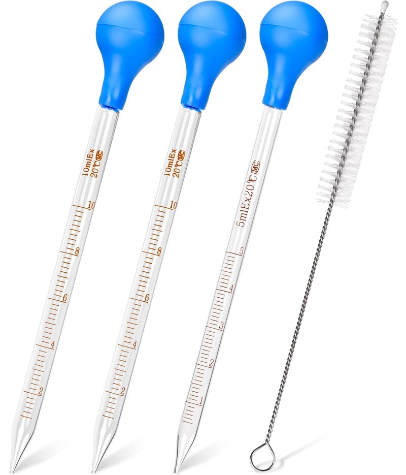 HOAOH Glass Pipettes Set 2x10ml+5ml Glass Graduated Pipettes Dropper with Big Rubber Cap Dropping Lab Pipette Transfer for Liquid Essential Oil - Image 1
