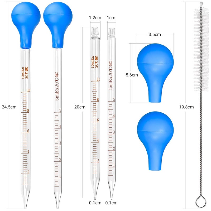 HOAOH Glass Pipettes Set 2x10ml+5ml Glass Graduated Pipettes Dropper with Big Rubber Cap Dropping Lab Pipette Transfer for Liquid Essential Oil - Image 4